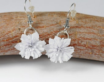 Earrings - White Flower Dream Paper Flower Quilling