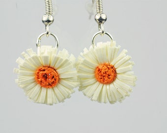 Earrings - Daisies Cream Dark Orange