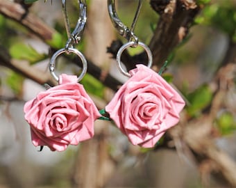 Ohrringe - Rosa Rosen Papier Quilling earrings