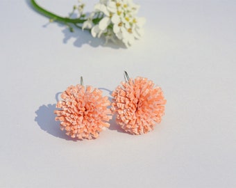 Drop Earrings - Pink Salmon Blossom on Leverback