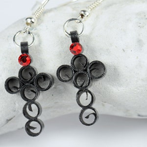 Earrings Handmade Black Paper Crosses image 1