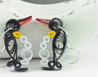 Ohrhänger – Coole Pinguine Papier Quilling Silberhaken 925