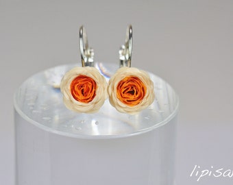 Drop Earrings - Cream Paper Flower