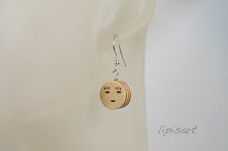 Earrings Face Veneer Woods 925 Silver image 3