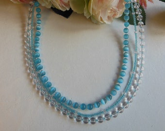 Magical necklace in blue and crystal