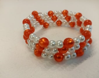 Sommerliches Wickelarmband orange Polarisperlen