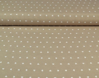 Canvas Deko Stoff Herzchen beige