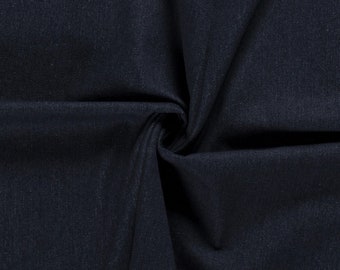 Denim fabric pre-washed plain dark blue/navy