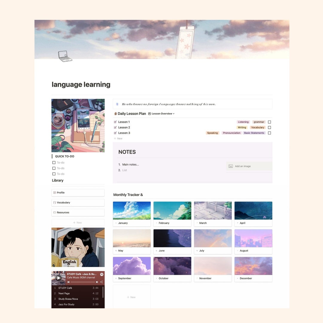 Notion Language Study Template Notion Dashboard Notion Etsy Canada Notion Language Study Template Notion Dashboard Notion Etsy Canada