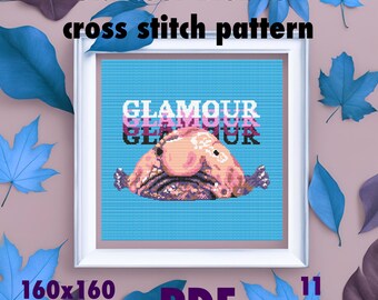 Glamour Blobfish Cross stitch pattern PDF