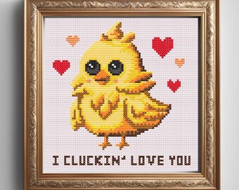 Cluck of Love Cross Stitch Pattern - Valentine's Day Gift (PDF)