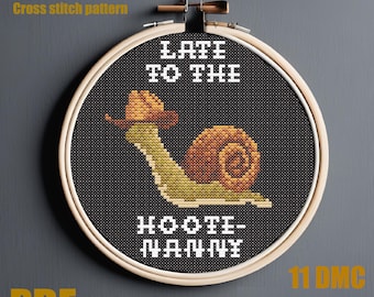 Hootenanny Snail cross stitch pattern 84x84 stitches PDF