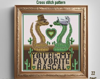 Rascal Snakes In Love cross stitch pattern PDF 200x200 stitches