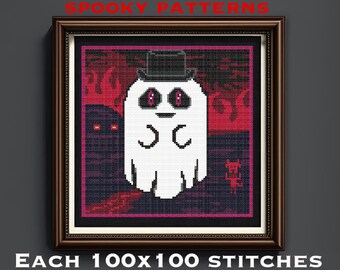 Pack of 5 ghostly cross stitch patterns