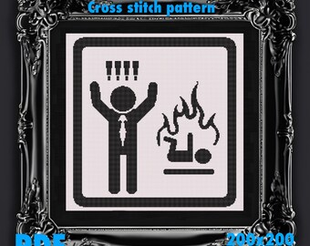 Oh no! Flammable baby. Cross stitch pattern PDF