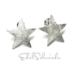 Earring big stars ice matt 925 silver ear studs image 1