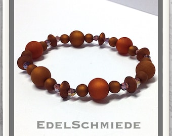 Armband mit farbigen Acrylperlen + Glaskristallen (Zugarmband)