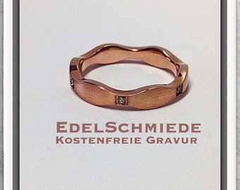 Silver ring with curved splint 925 zirconia rose