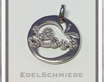 Pendant 925 silver "LOVE" with apple - zirconias