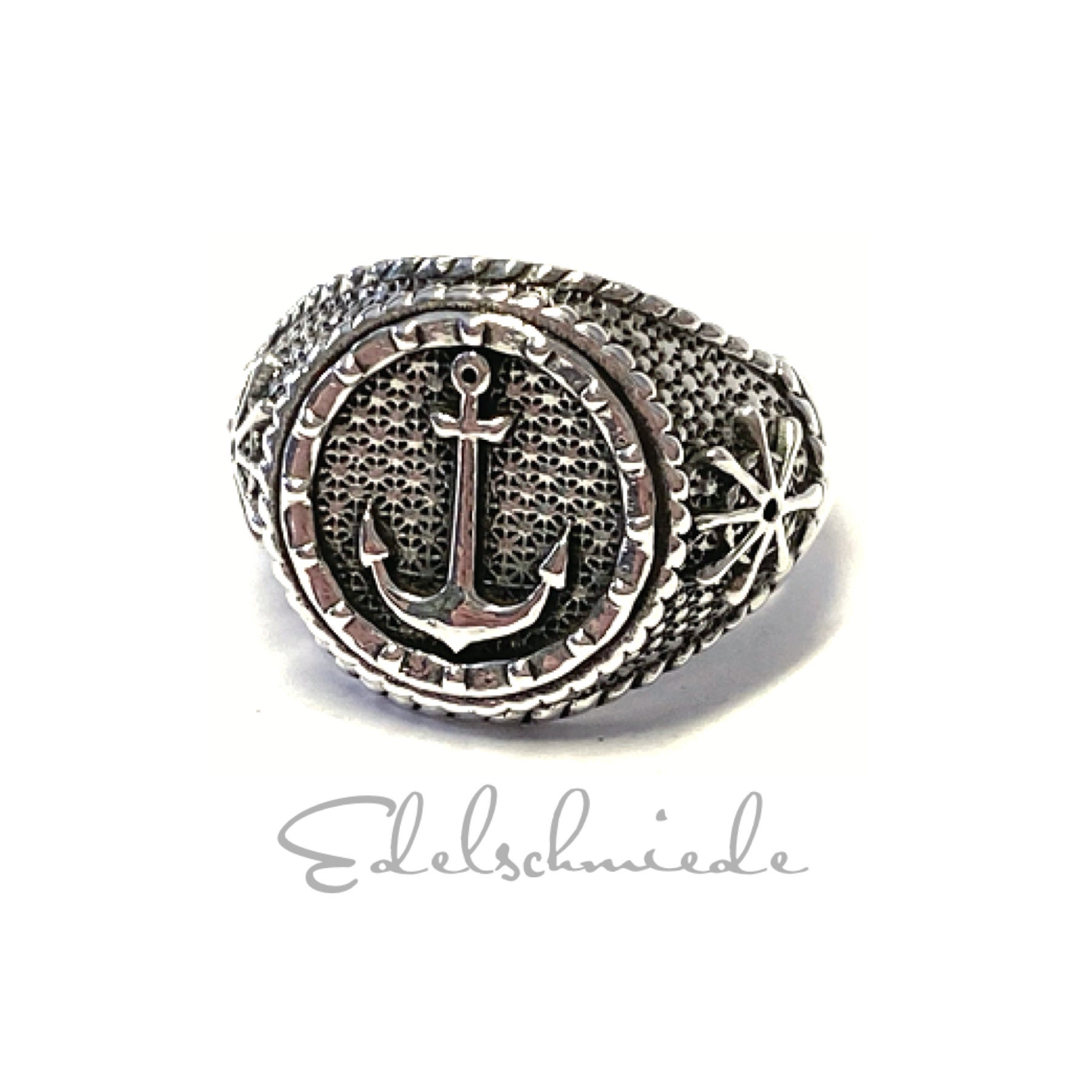 Ring 925 Silver Blackened Anchor Motif Rustic Bandring #65 - Etsy