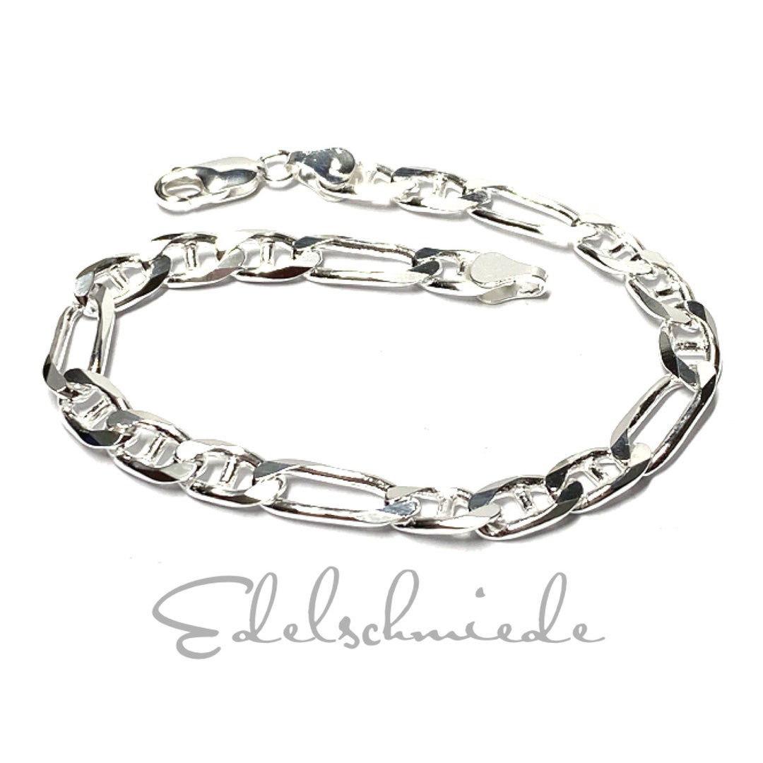 Bracelet 925/- Sterling Silver Bridge Armor Figaro 3:1