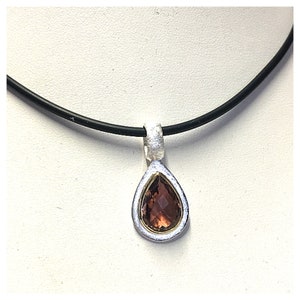 magnificent tourmaline pendant 925 silver partially forg. image 4