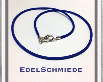 Kautschukband blau 925 Silber 40 cm