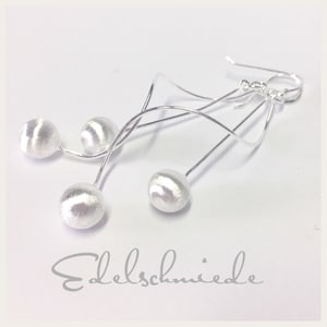 Earrings 925/- silver with 2 pendulums each with balls