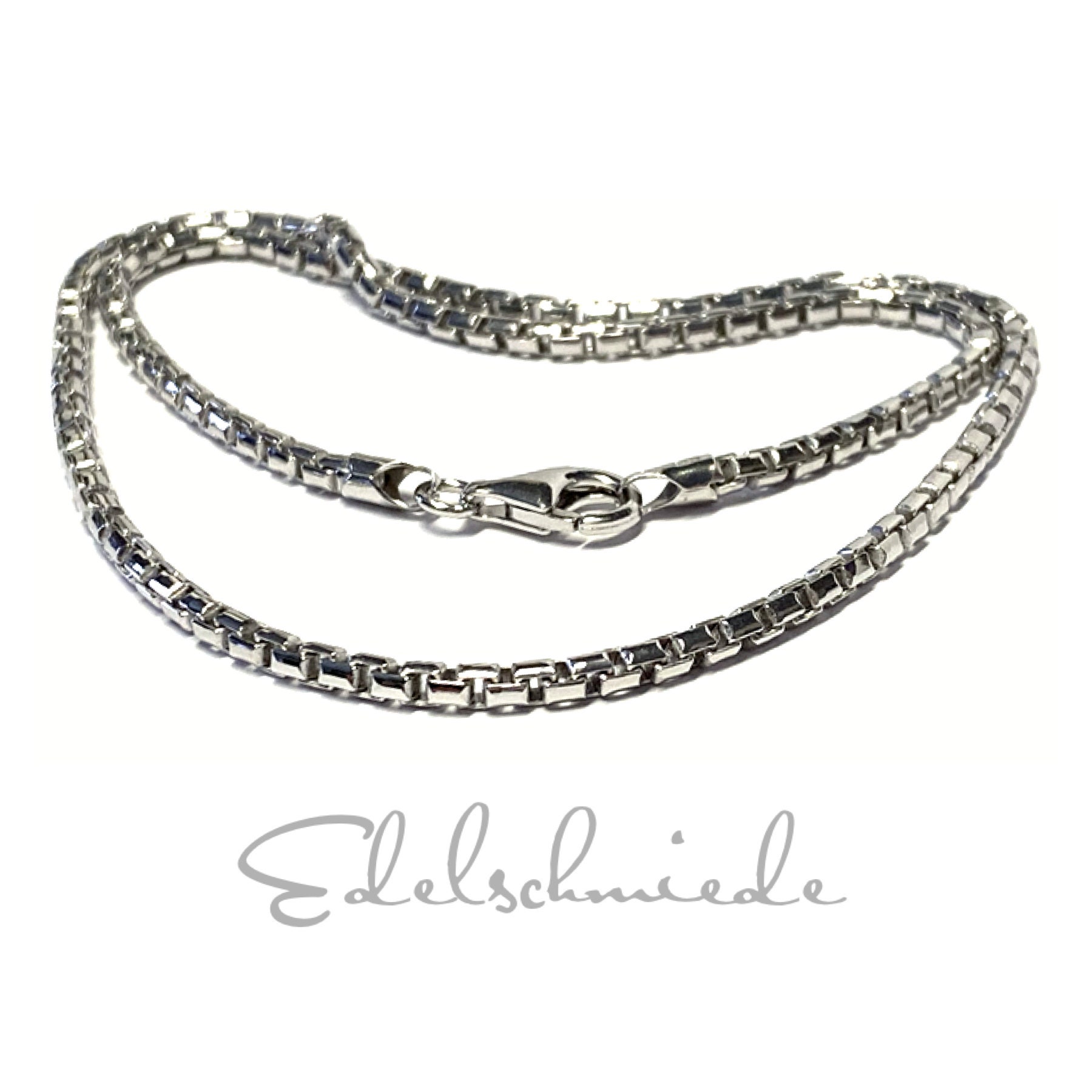 Tony Fein Silberkette Venezianerkette 3mm 925er Silber Rhodiniert Hochglanzpoliert, Made In Italy Für Damen Und Herren