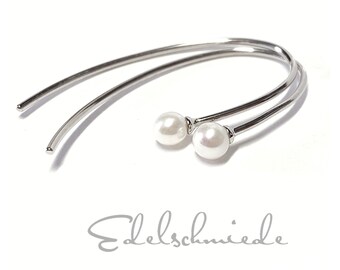 modern ear wire in 925 silver rod with small pearl