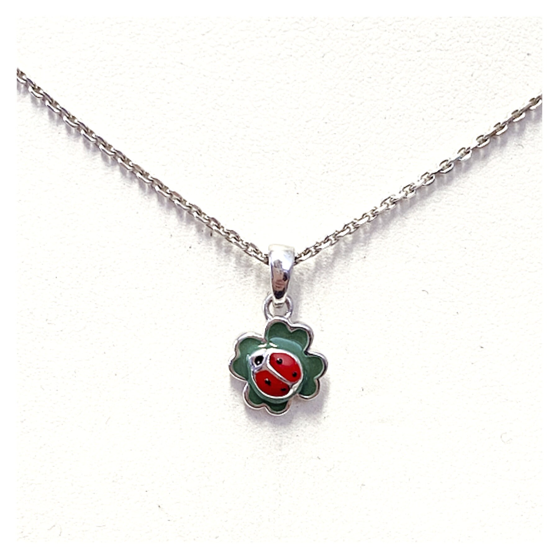 Pendentif Coccinelle Et Feuille De Trèfle En Argent 925 - Porte-bonheur Unisexe - Neuf Avec étiquettes - Allemagne