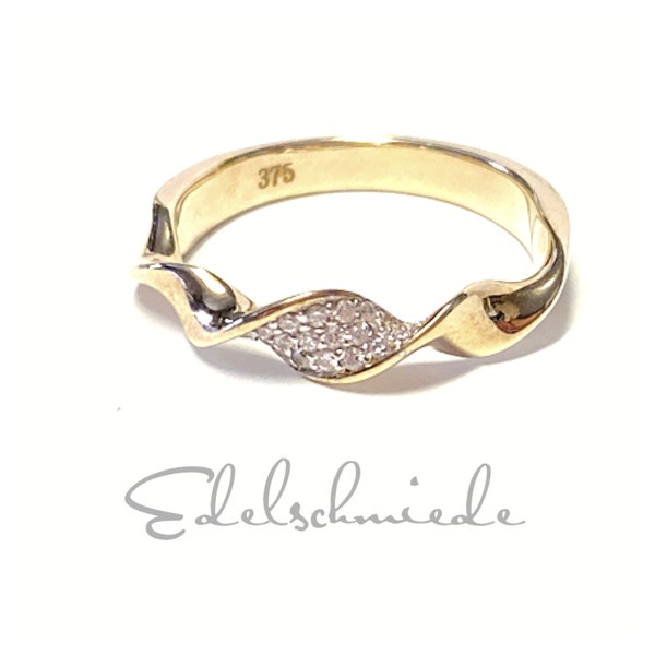 great yellow gold ring 375/- GG polished with Zikonia #52
