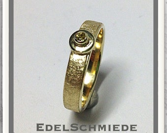 breiter Goldring 585/- mit gelben Safir # 52