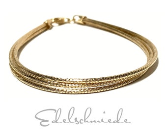 Bracelet 925/- gold-plated and diamond 3 row 19 cm bangle