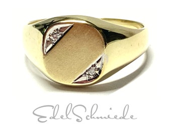 Jewelry ring 333/- gold bicolor brilliant 0.005ct shine matt ring gold ring #56