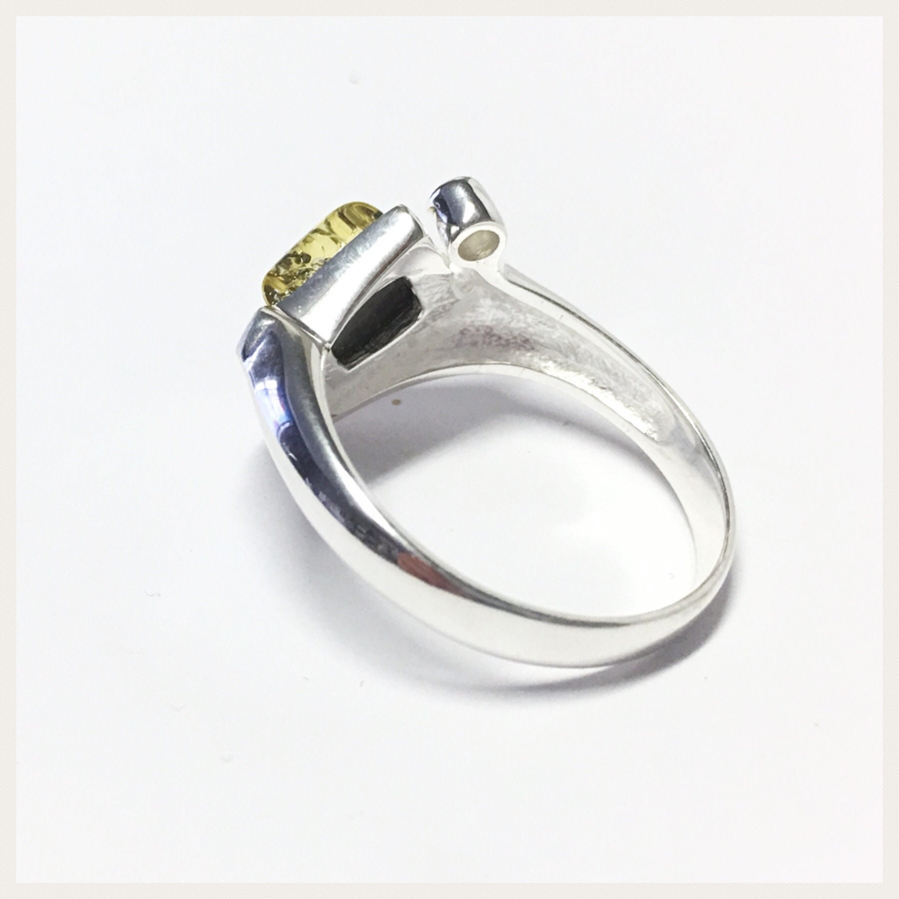 Bague Ancienne En Argent 925 Avec Ambre Véritable - Taille 54