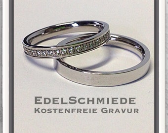 Trauringe 925 Silber DR ausgefasst mit Zirkonias