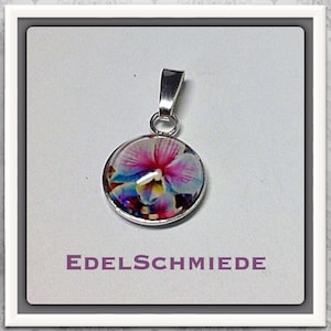 Anhänger 925/- mit Glascabochon Orchidee blau