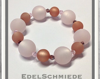 Armband mit farbigen Acrylperlen + Glaskristallen (Zugarmband)