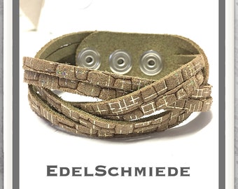 hellbraun Lederarmband mit Druckknopf Verschluß