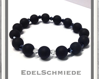 Armband mit farbigen Acrylperlen + Glaskristallen