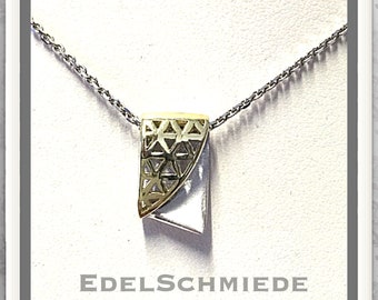 Silver pendant 925 bicolor with DURCHBR. Structure