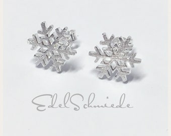 small snowflake as earring ice matt 925/- Sterling Silver