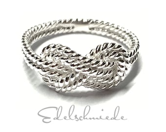 Ring 925 silver polished infinity knot nautical knot cord rope maritime solid #63