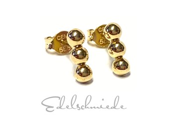 Earring 585/- Yellow gold polished monochrome discreetly geometric earrings