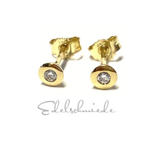Earring 585/- yellow gold brilliant 0.10ct wsi ear studs solitaire