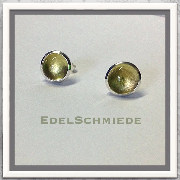 Lemonquarz Cabochon als Ohrstecker in 925/- Silber