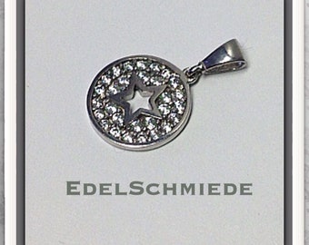 Kettenanhänger 925 Silber Stern mit Zirkonias