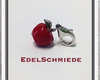 roter Apfel als Charm Anhänger Silber 925