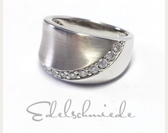 Ring 925/- silver rhodium plated partially matt zirconia band ring jewelry ring #56